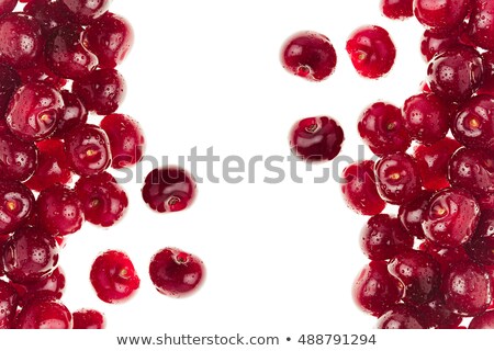 Foto stock: Ripe Cherries On A White Background Isolated Macro Decorative Fruit Frame Copy Space