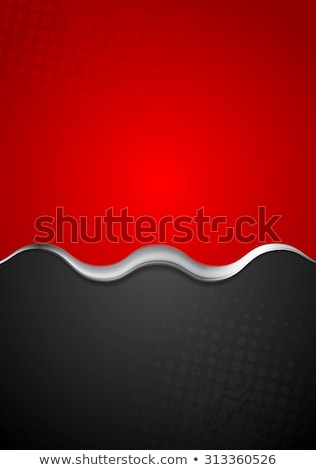 Stock photo: Contrast Red Black Background With Silver Waves