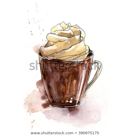 Stok fotoğraf: Cappucino In Coffe Cup With A Can