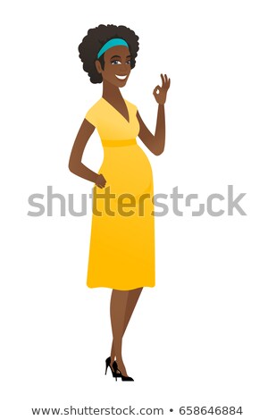 ストックフォト: Pregnant Woman Showing Ok Sign Gesture Vector Illustration