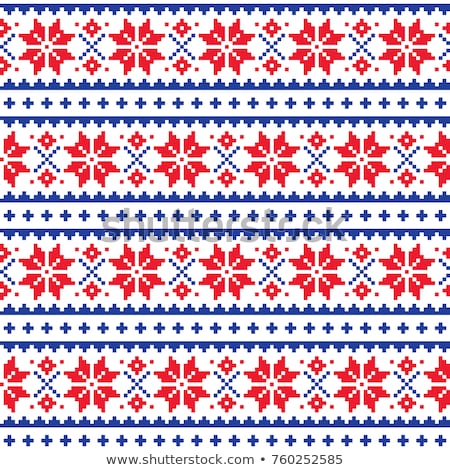 Foto stock: Lapland Seamless Vector Pattern Scandianvian Folk Art Design Sami Cross Stitch Background