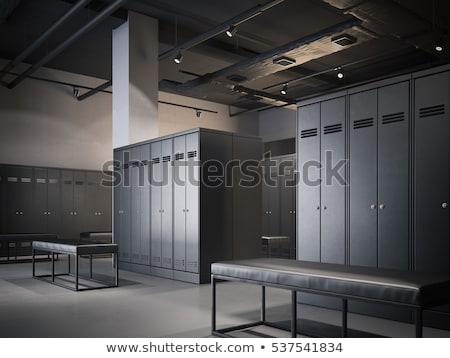 Сток-фото: Locker Room With Black Cabinets 3d Rendering