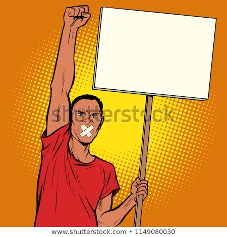 Foto stock: African Man Gagged Protests