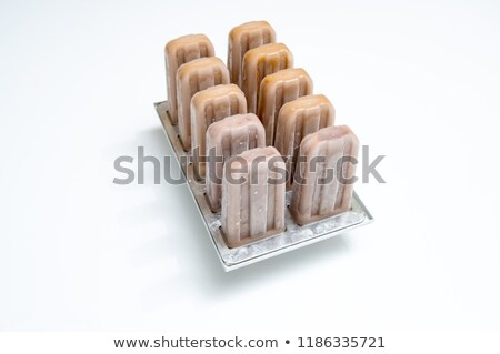 Stock photo: Ice Cream Lolly Coffee In Plastic Molds On A White Background With Space For Text Summer Dessert