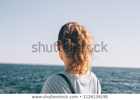 Stock foto: Photo Closeup Of Brunette Woman With Curly Hair In Summer Wear S