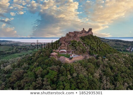 Drone Picture From A Beautiful Ancient Castle Szigliget In Hungary [[stock_photo]] © Digoarpi