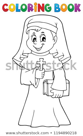 Stock fotó: Coloring Book Happy Nun Topic 1