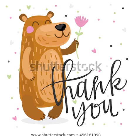 Foto stock: Cute Vector Thank You Card With A Bear