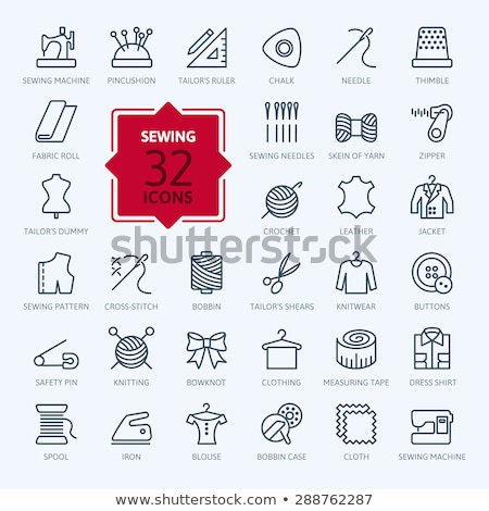 Stockfoto: Sewing And Needlework Collection Icons Set Vector