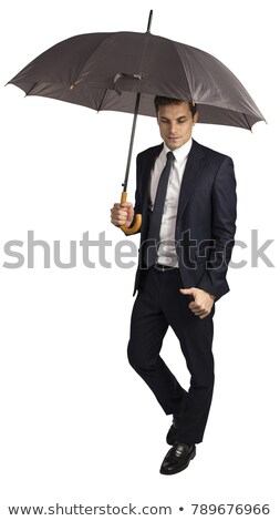 Stok fotoğraf: Man With Umbrella Isolated On White Background