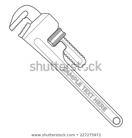 Stock fotó: Worker With An Adjustable Pipe Wrench