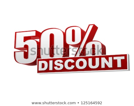 ストックフォト: 50 Percentages Discount Red White Banner - Letters And Block