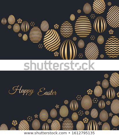 Foto stock: Easter Banner With Two Golden Eggs Vector