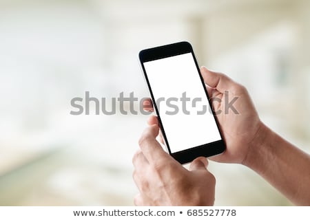 Stock fotó: Close Up Of Man Hands Holding Smartphone