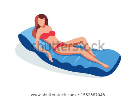 ストックフォト: Attractive Girl Resting On Air Mattress