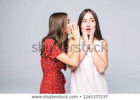 Foto stock: Young Blonde Woman Whispering Gossip