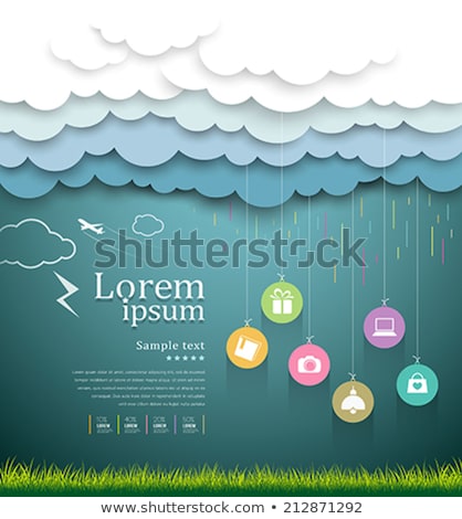 Rain Cloud Green Vector Icon Design Foto stock © Sarunyu_foto