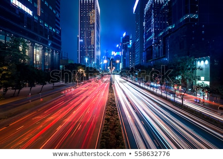 Stockfoto: Modern City Motion Blur Hong Kong Abstract Cityscape Traffic
