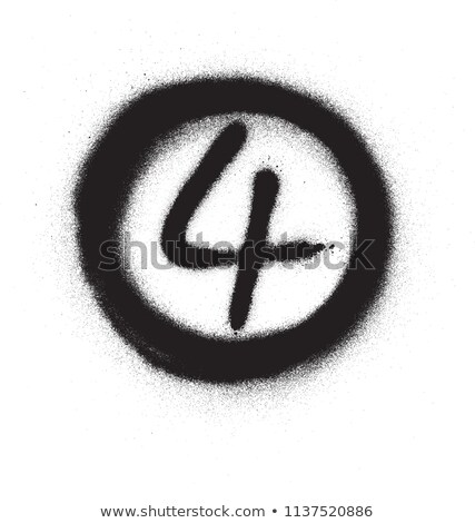 Stock photo: Graffiti Number Four 4 In Circle Sprayed In Black Over White