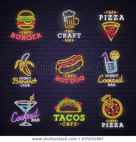 Stok fotoğraf: Fast Food Neon Icons