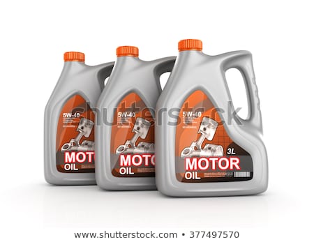 Foto d'archivio: Three Plastic Canisters Motor Oil On White Background Isolated