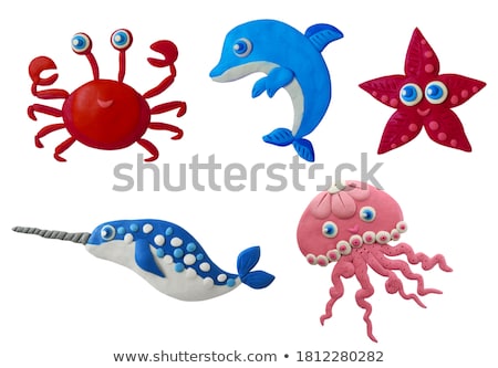 Foto stock: Summer Sea Characters Jellyfish And Red Crab