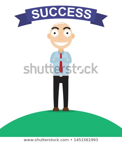 Foto stock: Happy Businessman Look Like So Proud About Work Success - Vector Illustration