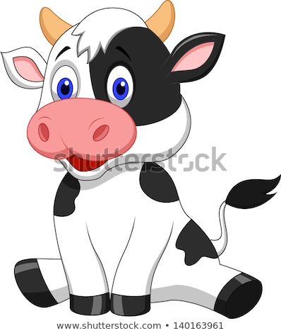 Foto stock: Cartoon Cute Baby Cow