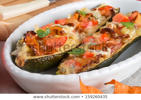 Stuffed Grilled Zucchini Radishes Sausage Vegetables Baked Foto stock © Dar1930