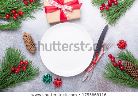 Foto stock: Christmas Table Place Setting