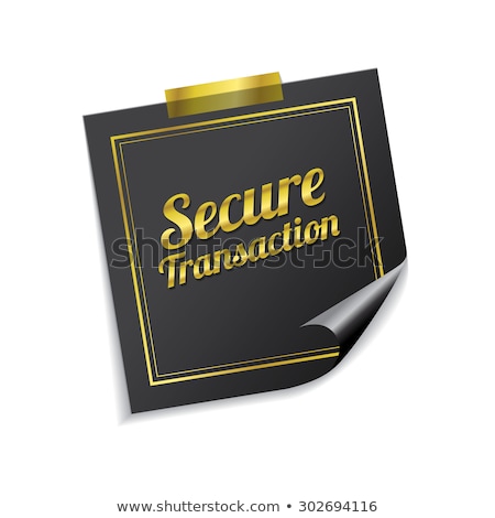 Foto stock: Secure Transaction Golden Sticky Notes Vector Icon Design