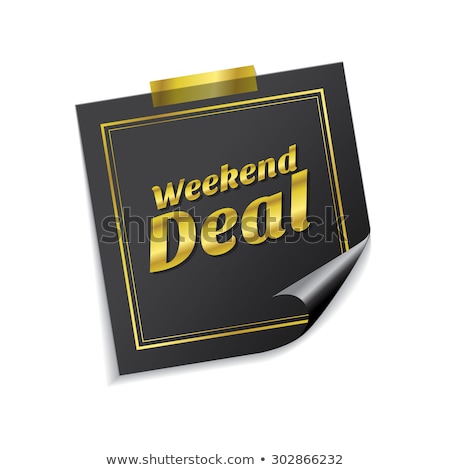 [[stock_photo]]: Weekend Deal Golden Sticky Notes Vector Icon Design