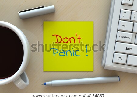 Foto stock: No Panic Message On Desk With Coffee