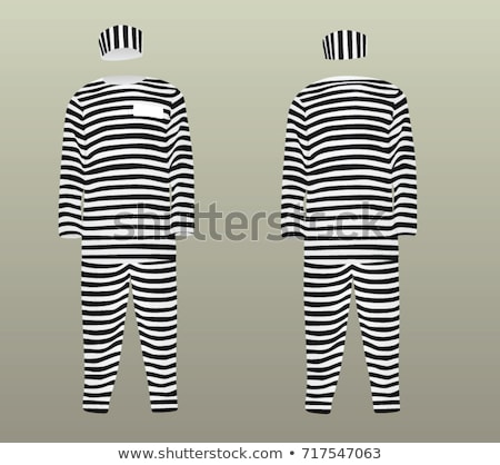 Stock foto: Prisoner In Striped Uniform On White