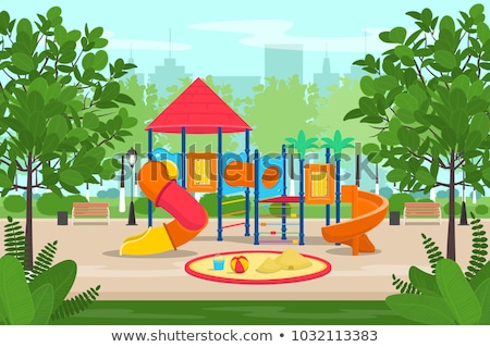 Zdjęcia stock: A Toy House At The Park With A Slide