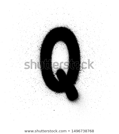 [[stock_photo]]: Sprayed Q Font Graffiti With Leak In Black Over White