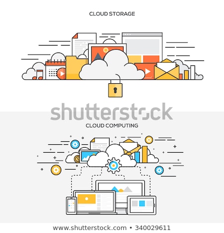 Foto stock: Secure Cloud Storage Icon Flat Design