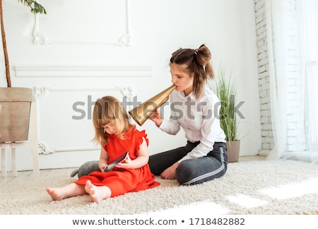 Сток-фото: Businesswoman Boy Playing String Game