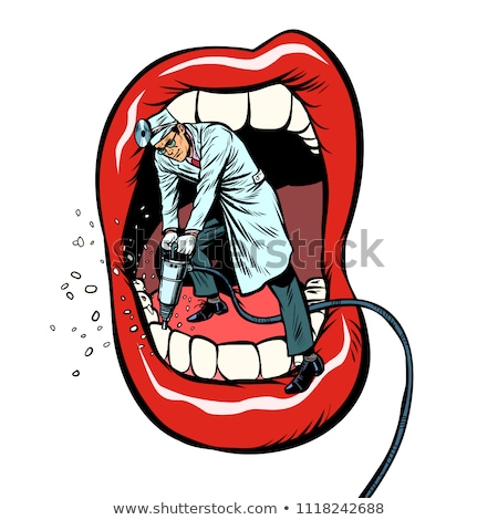 Stockfoto: Dentist Jackhammer Drilling Teeth