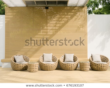 Stockfoto: Wooden Patio Area With Outdoor Furniture