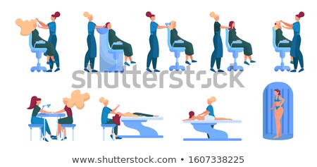 Foto stock: Hair Styling And Massage By Masseur Set Vector