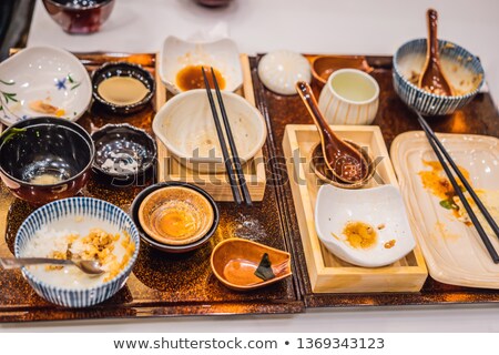 ストックフォト: Messy Table After Meal In Japanese Restaurant Dirty Finish Meal Leftovers Concepts