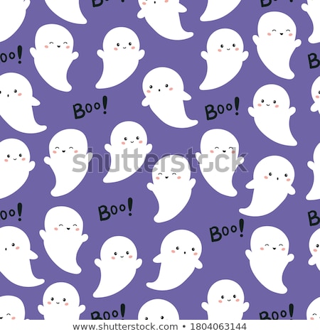 Сток-фото: Seamless Background Cute Ghosts Celebrating Halloween