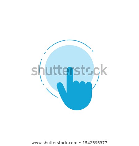 Stockfoto: Click Hand Icon Clicking On Circle Futuristic Button Press Or Push Pointer Sign Linear Icon Stock