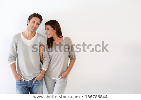 Foto stock: 30 Years Old Couple In Studio White