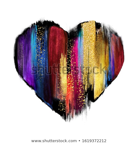 Stok fotoğraf: Watercolor Textured Black Heart With Gold Strokes