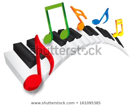 Stock fotó: Piano Wavy Keyboard And Music Notes 3d Illustration