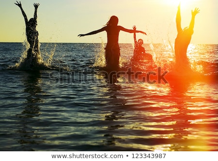 Stock foto: Boys Enjoying The Beautiful Ocean And Beach