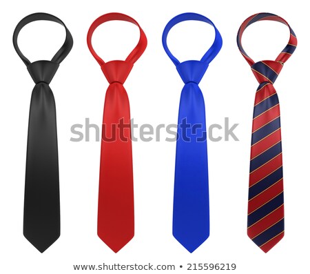 [[stock_photo]]: Ostume · bleu · avec · cravate · et · chemise · rayée · rouge