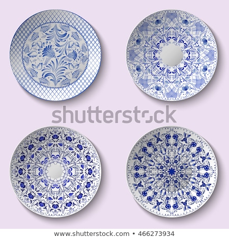Stock photo: Blue And White Saucer